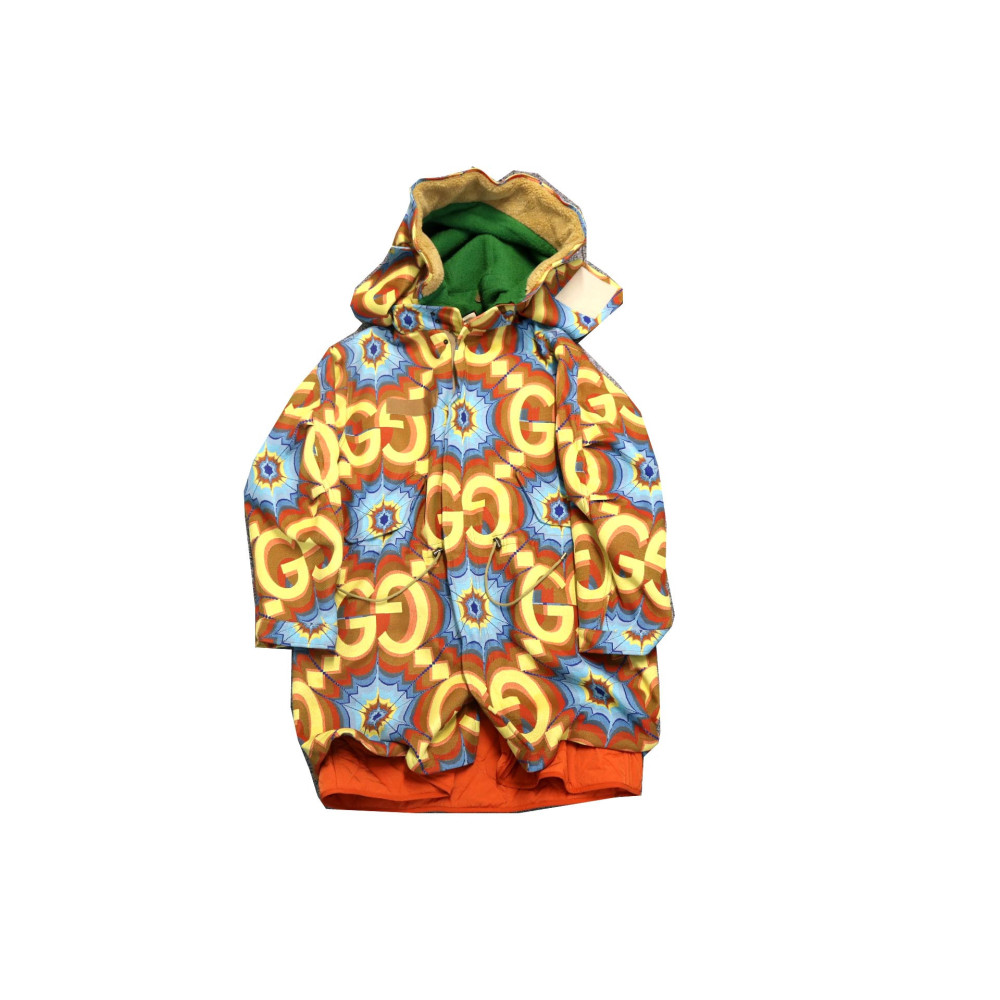 Gucci Parka Micro GG Jacquard Cotone Giallo e Arancio