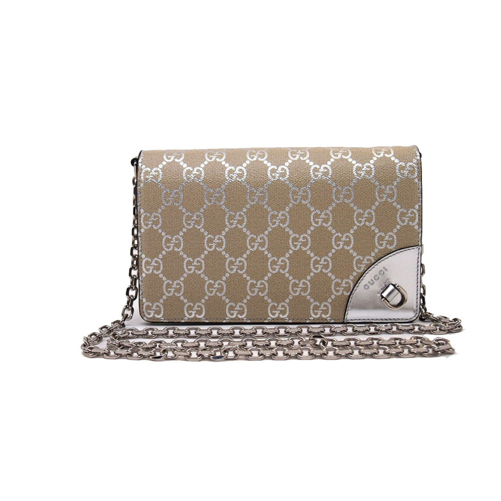 Gucci Tracollina GG Beige e Pelle Argento