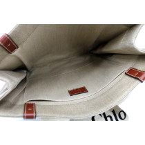 Chloe Tote Bag Woody Lino Bianco e Marrone