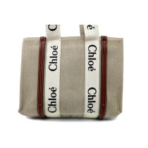 Chloe Tote Bag Woody Lino Bianco e Marrone