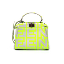 Fendi Peekaboo Mini Pelle Bianca e Giallo Lime