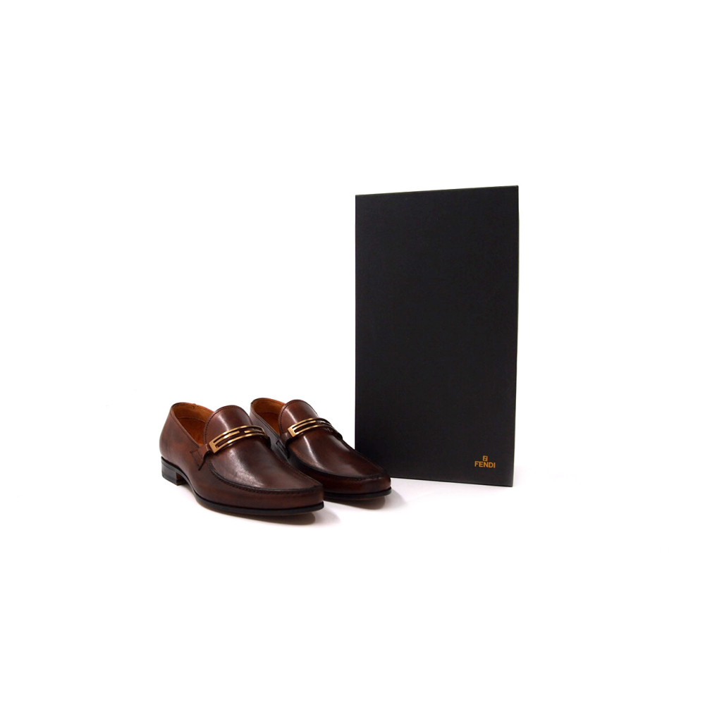 Fendi Mocassini Cuoio Marrone