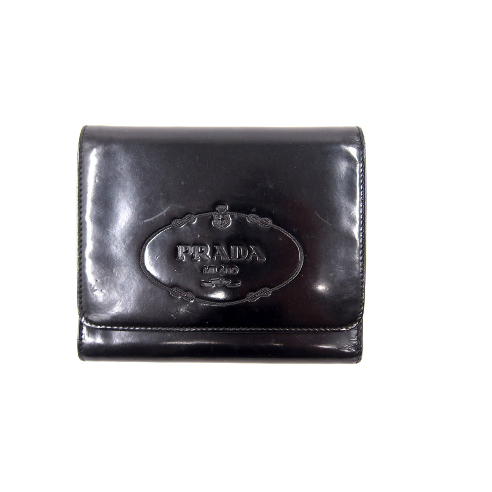 Prada Portafoglio Pelle di Vitello Spazzolato Nera