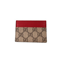 Gucci Portacarte GG Supreme Beige e Pelle Rossa
