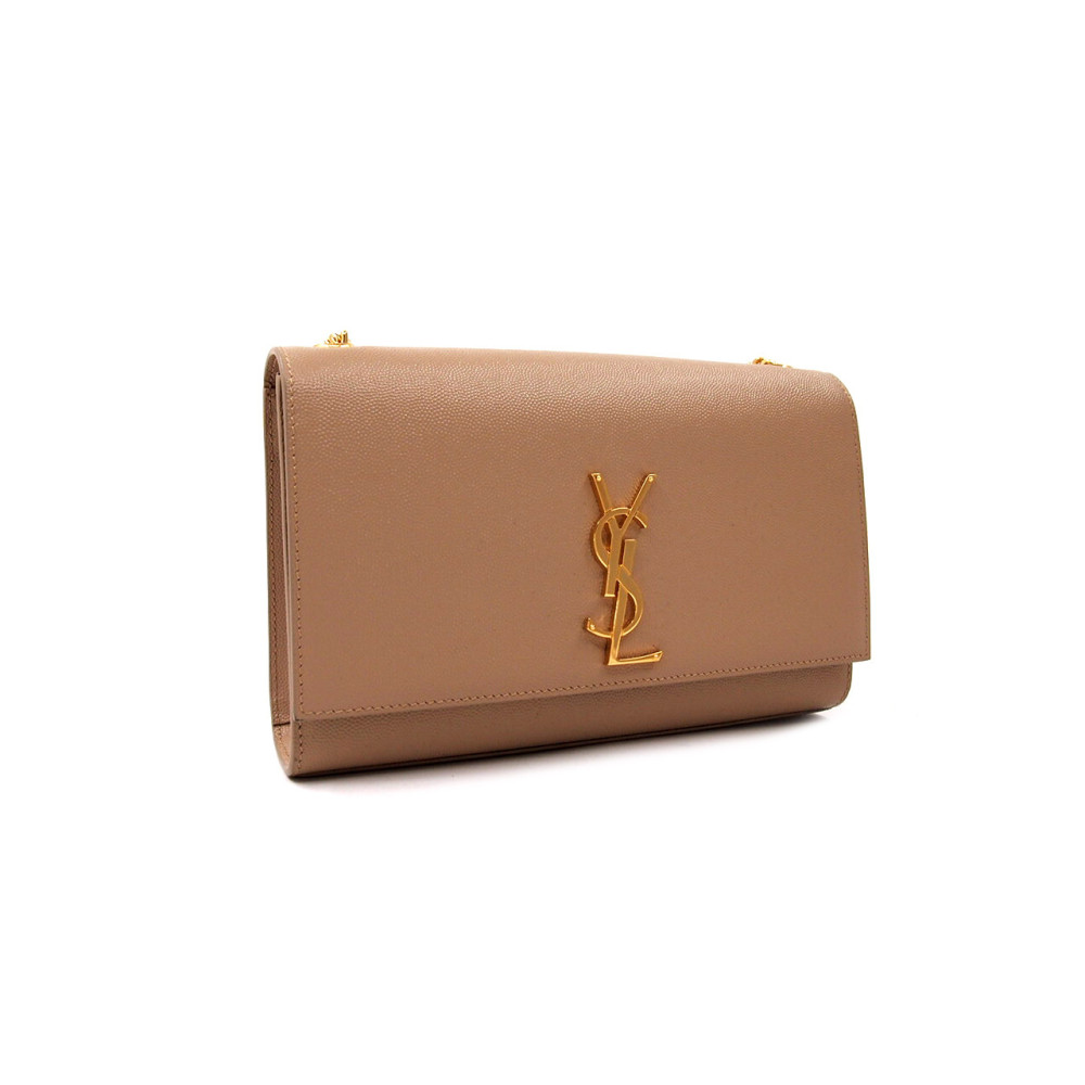 Saint Laurent Kate Medium Pelle Grain De Poudre Dark Beige