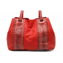 Bottega Veneta Shopping Pelle e Lizard Rossa