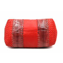 Bottega Veneta Shopping Pelle e Lizard Rossa