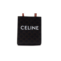 Celine Cabas Mini Verticale Tela Triomphe Marrone