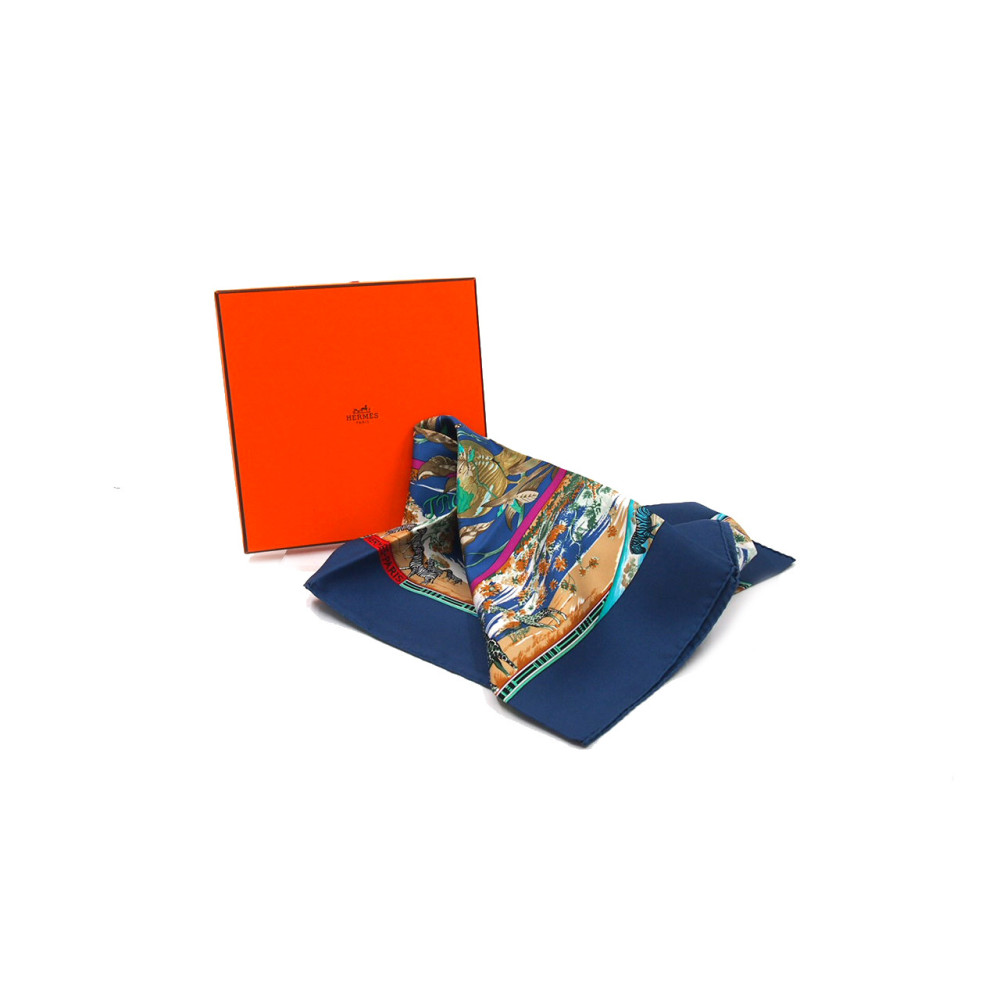 Hermes Foulard Tropiques Seta Blu