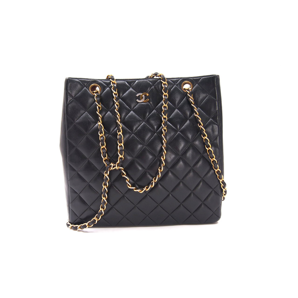 Chanel Tote Bag Lambskin Pelle Nera