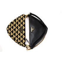 Prada MultiPochette Triange Tessuto Beige e Nero
