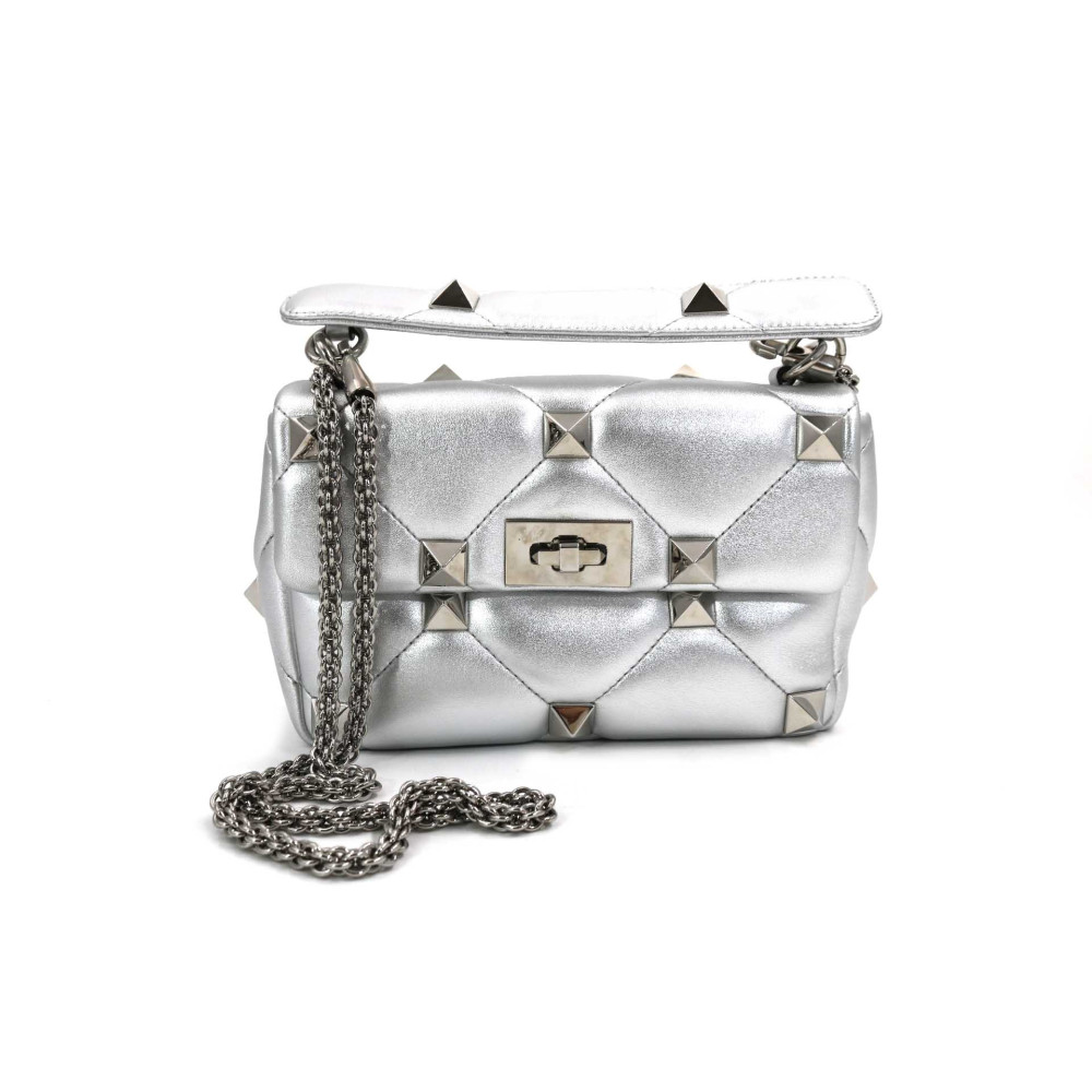 Valentino Roman Stud Pelle Argento