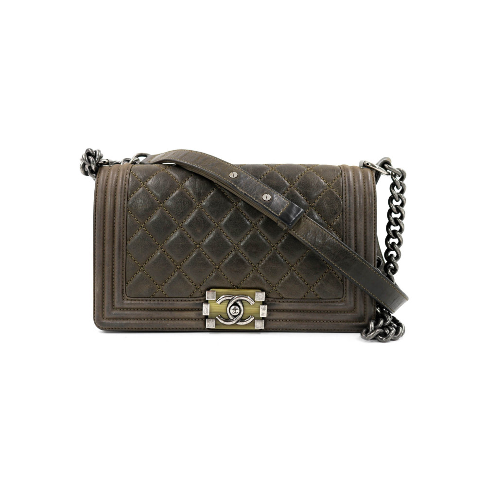 Chanel Boy Kahki Pelle Grigio Tortora