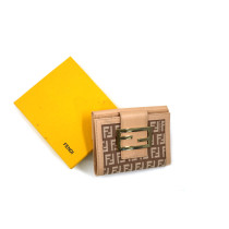 Fendi Portafoglio Bifold Pelle e Tessuto Beige