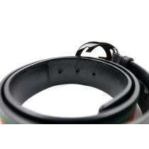 Gucci Cintura Pelle Nera e Tessuto Web