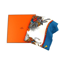 Hermès Foulard Festa del Re Sole Seta Bianca e Blu