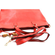 Gucci Bamboo Fringe Tote Bag Pelle Corallo