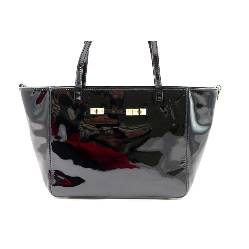 Valentino Rockstud Shopping Small Vernis Nera