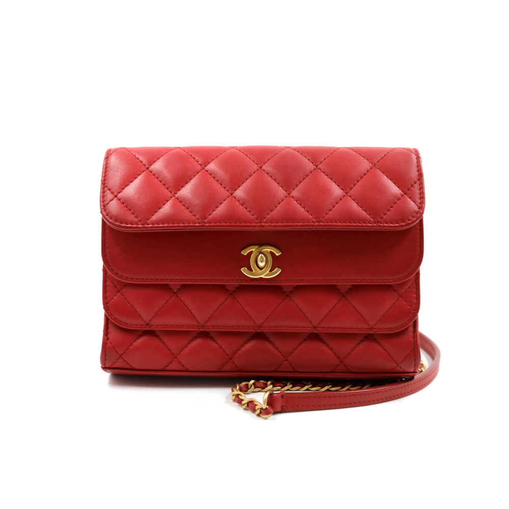Chanel Triple Flap Pelle Rossa