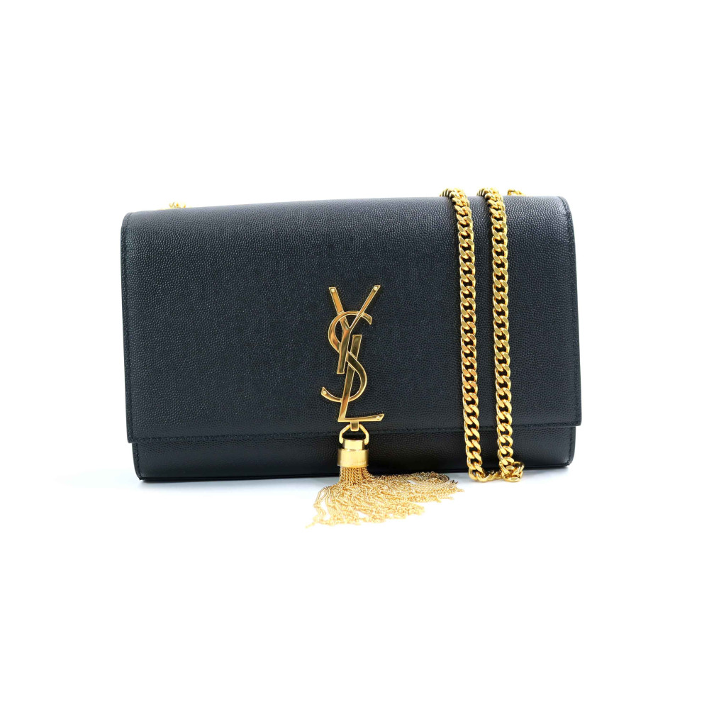 Saint Laurent Kate Medium Tassel con Nappina Pelle Grain De Poudre Nera