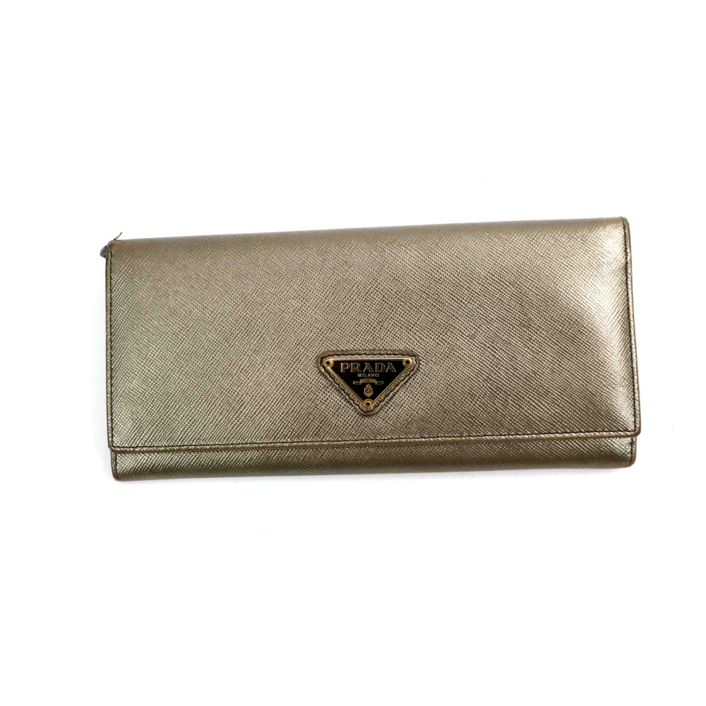 Prada Portafoglio Pelle Saffiano Bronzo