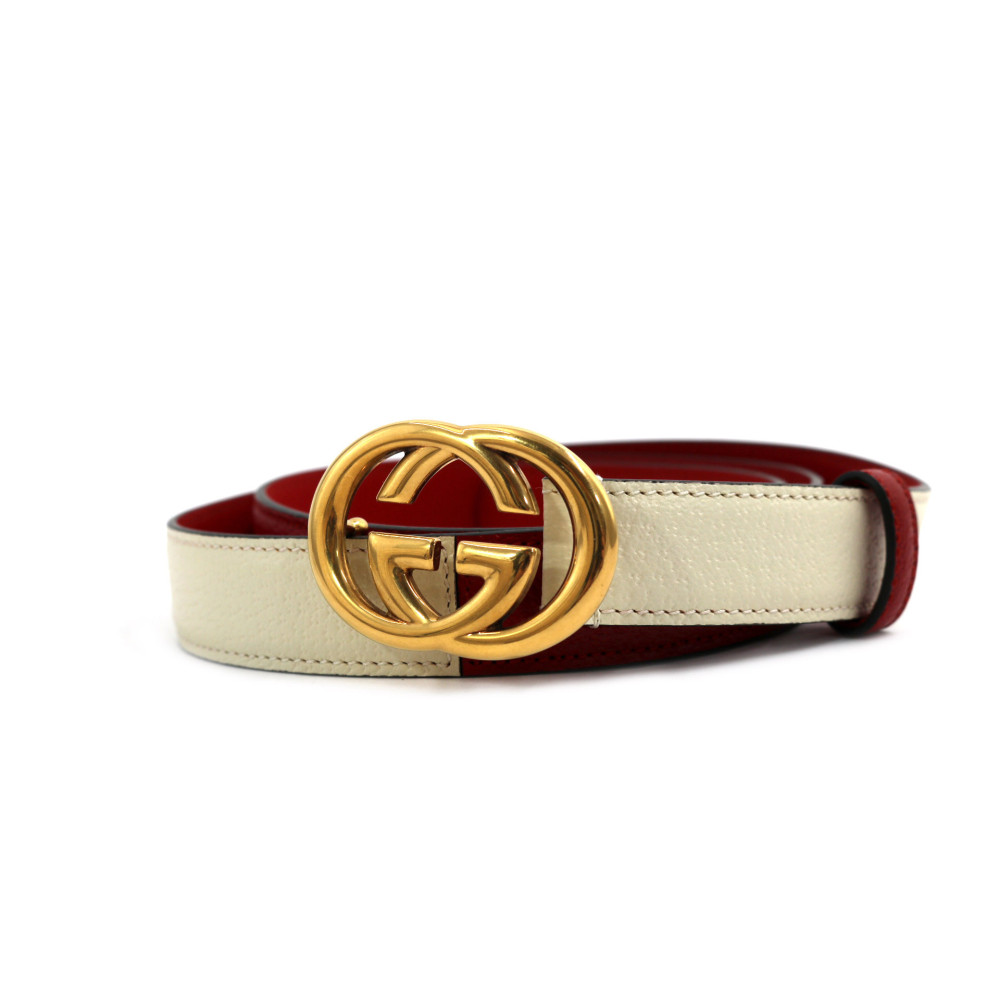 Gucci Cintura Pelle Rossa e Bianca
