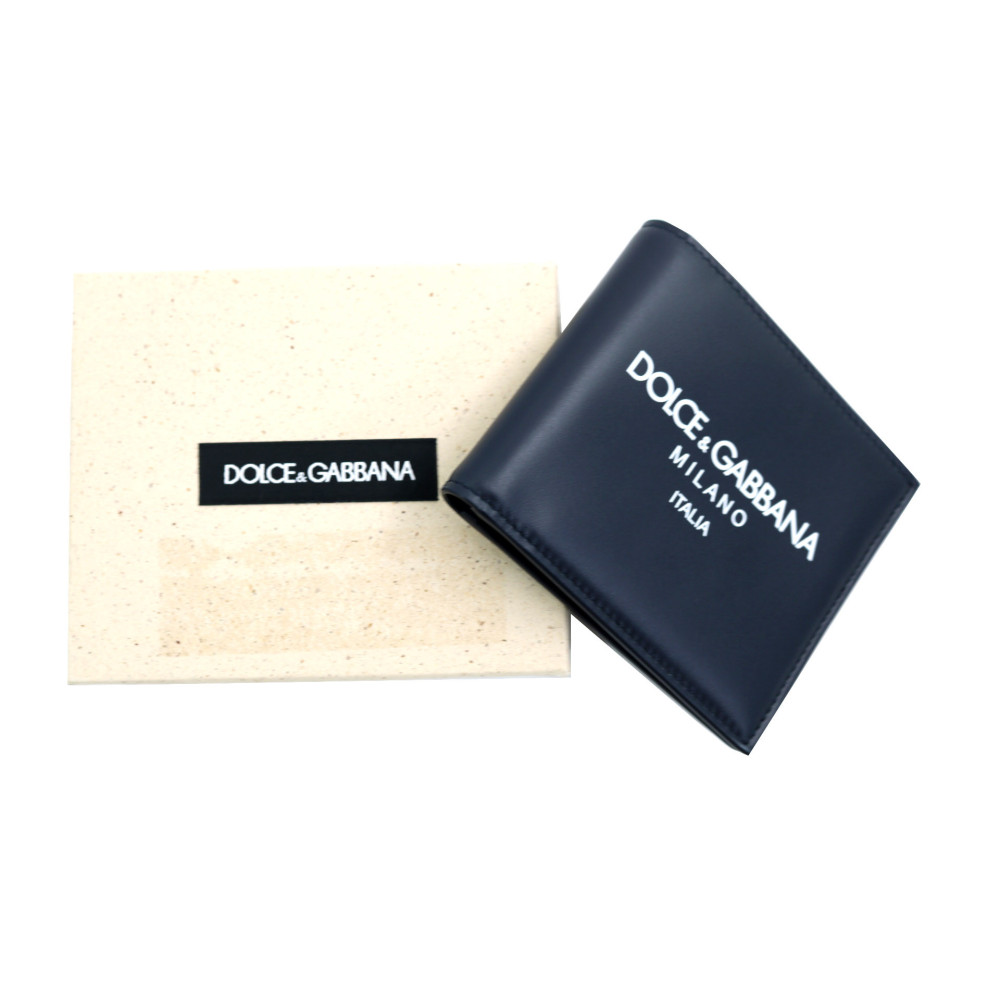 Dolce & Gabbana Portafoglio Bi-Fold Pelle di Vitello Blu