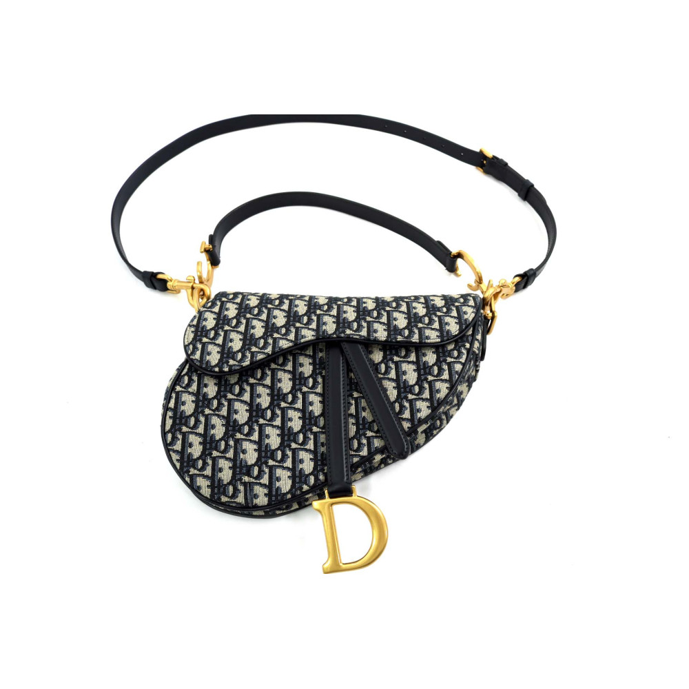 Dior Saddle Tela Jaquard Oblique Blu