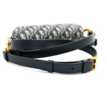 Dior Saddle MM Tela Jaquard Oblique Blu