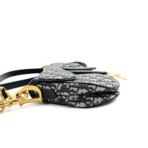 Dior Saddle MM Tela Jaquard Oblique Blu