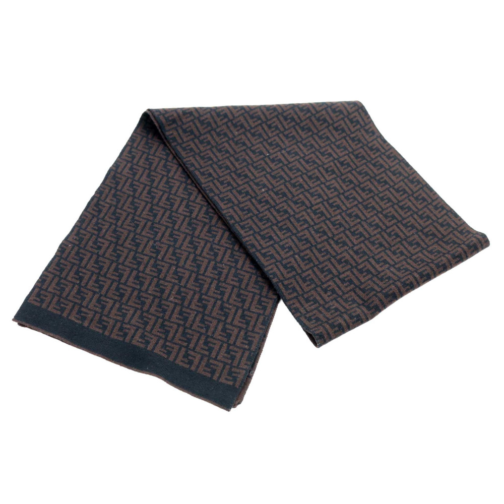 Fendi Sciarpa Zucchino Lana Marrone e Nero