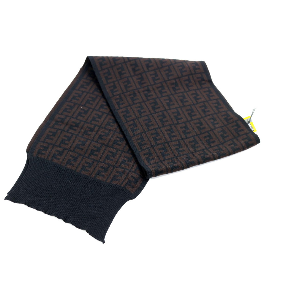 Fendi Sciarpa Zucca Lana Marrone e Nero