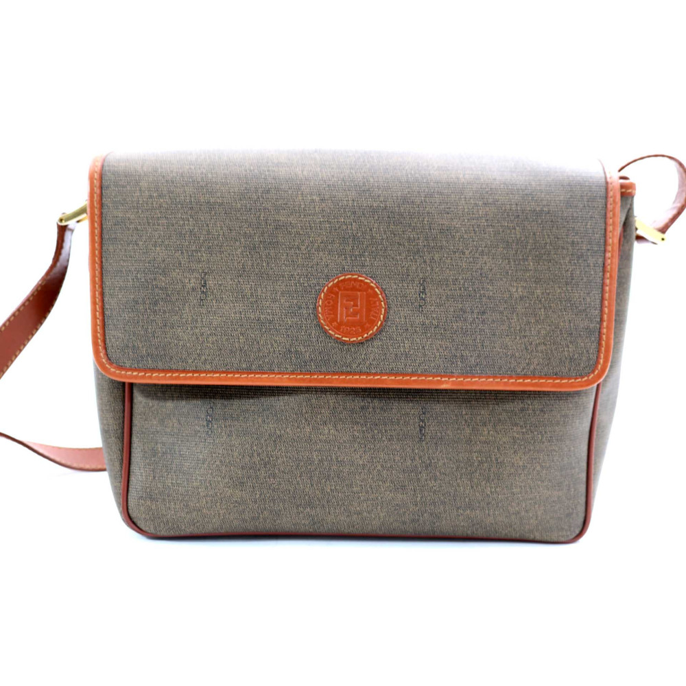 Fendi Tracolla Vintage Tela e Pelle Marrone
