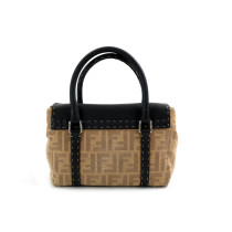Fendi Linda Selleria Tessuto Jacquard e Cuoio Romano Beige e Nero