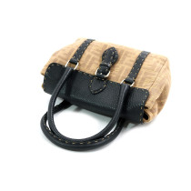 Fendi Linda Selleria Tessuto Jacquard e Cuoio Romano Beige e Nero