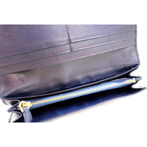 Prada Portafoglio Pelle Saffiano Blu