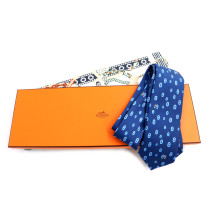 Hermes Cravatta Maillon Panda Seta Blu