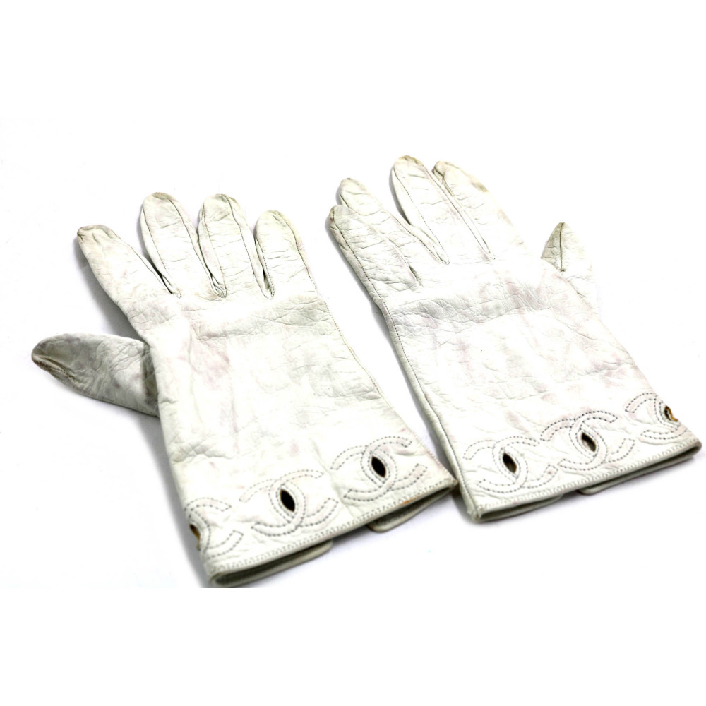 Chanel Guanti Pelle Panna