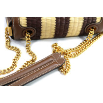 Fendi Baguette Chain Mini Rafia Marrone