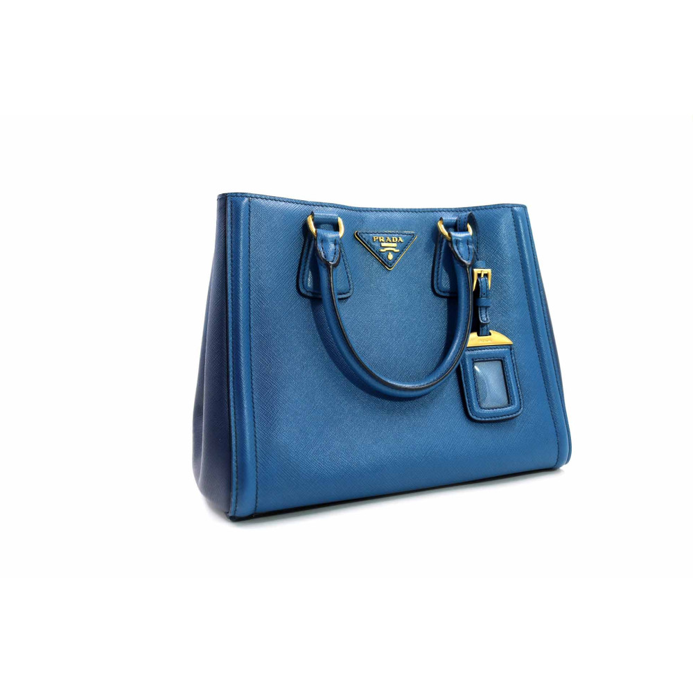 Prada Tote Bag Bicolor Pelle Blu e Navy