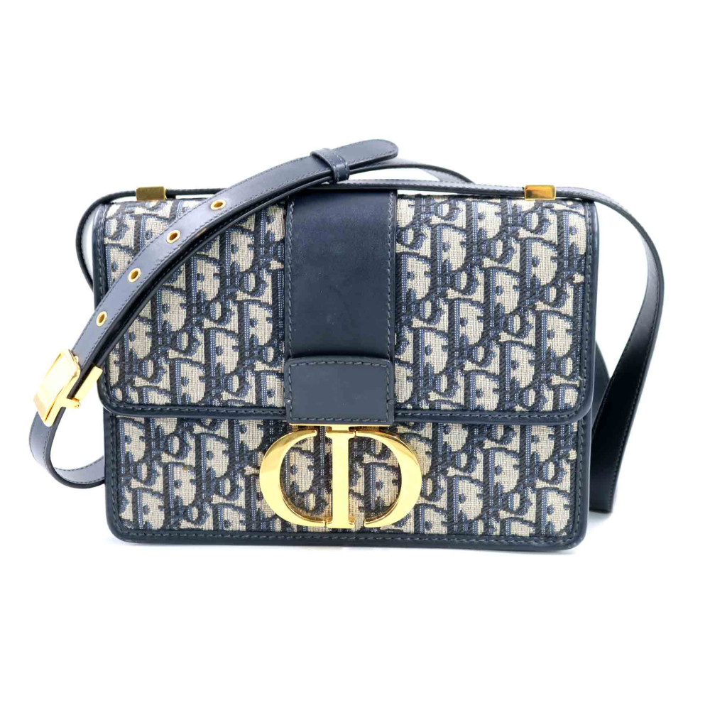 Dior Montaigne 30 Tela Oblique Blu