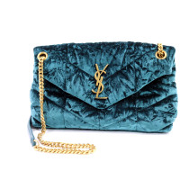 Saint Laurent Puffer Velluto Verde Petrolio