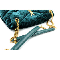 Saint Laurent Puffer Velluto Verde Petrolio