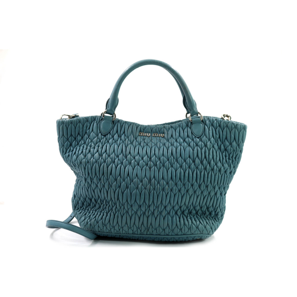 Miu Miu Shopping Matelasse Pelle Azzurra