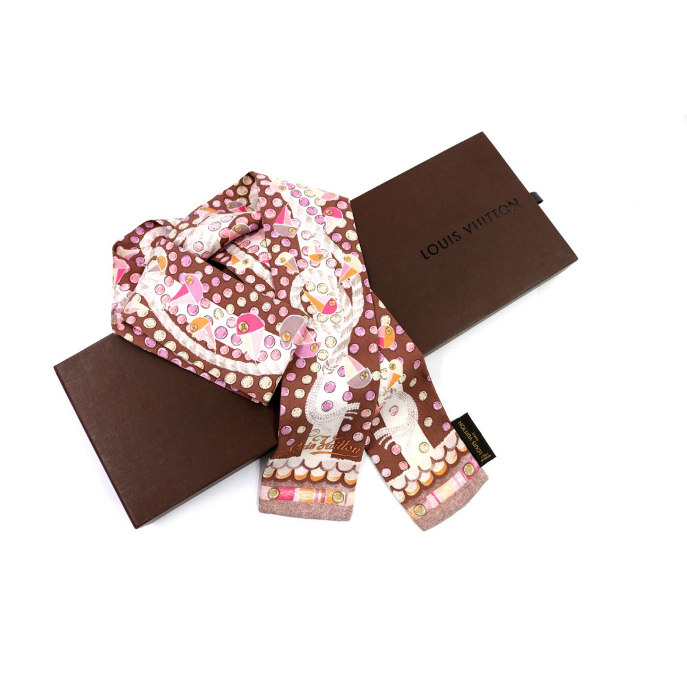 Louis Vuitton Foulard Seta Rosa e Marrone