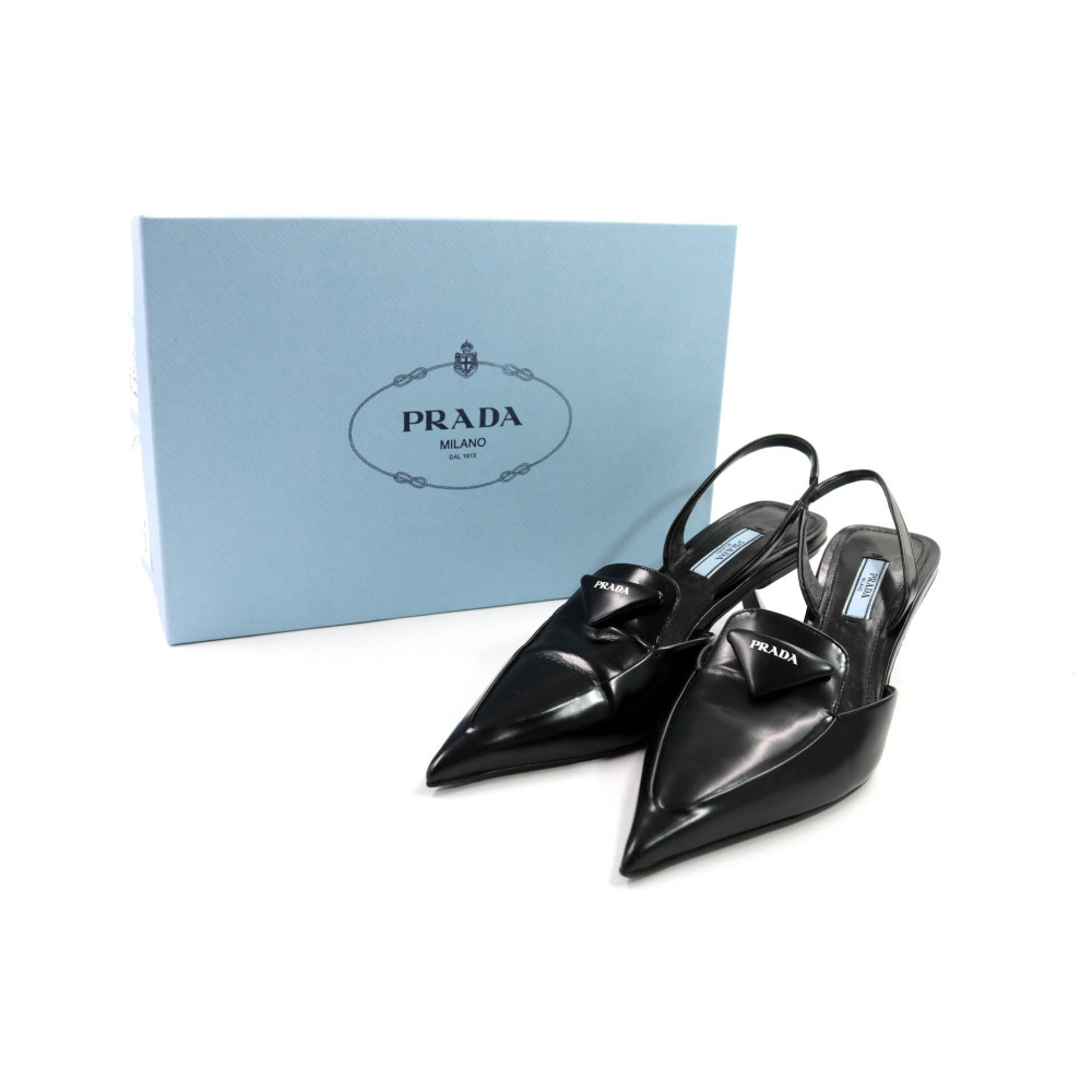 Prada Sling Back Scarpa Pelle Nera