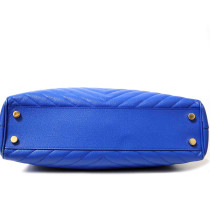 Saint Laurent Cassandre Chevron Pelle Blu Elettrico