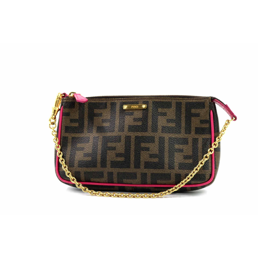 Fendi Pochette Tela Marrone