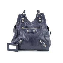 Balenciaga Motocross Bag Pelle Blu Indaco