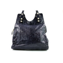 Balenciaga Motocross Bag Pelle Blu Indaco